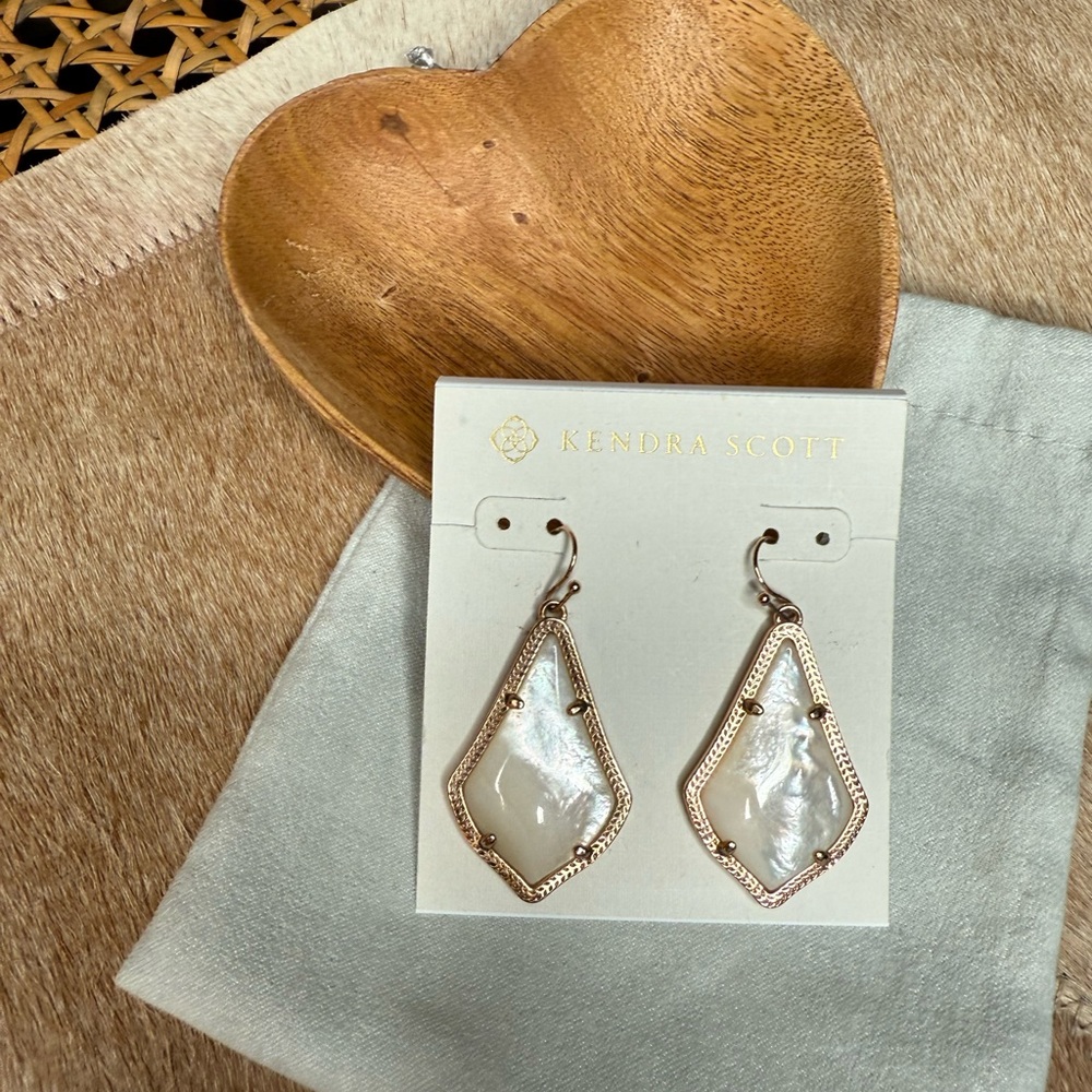 Kendra Scott Alex Rose Gold Iridescent White  Drop Earrings